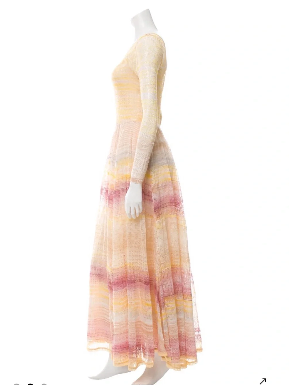 Missoni Orange Label Striped Long-Sleeve Maxi Dress in Peach, Pink and Yellow - Picture 3 of 5